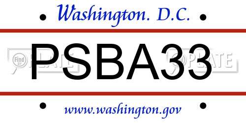 PSBA33 District Of Columbia License Plate