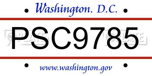 PSC9785 District Of Columbia License Plate