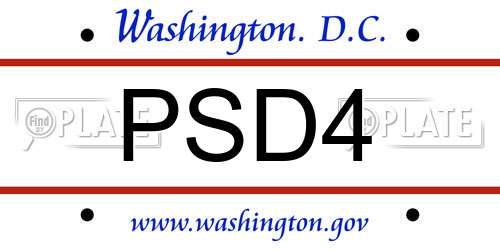 PSD4 District Of Columbia License Plate