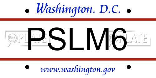 PSLM6 District Of Columbia License Plate