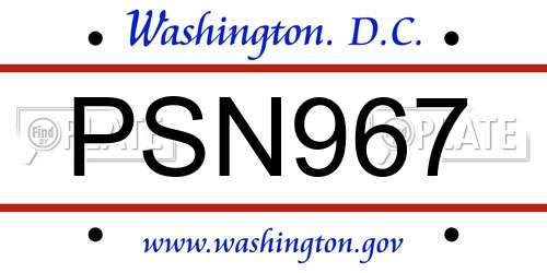PSN967 District Of Columbia License Plate