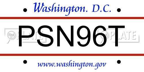 PSN96T District Of Columbia License Plate