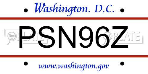 PSN96Z District Of Columbia License Plate