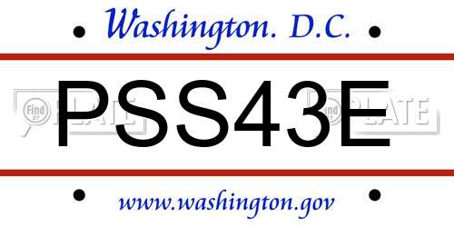 PSS43E District Of Columbia License Plate