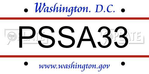 PSSA33 District Of Columbia License Plate