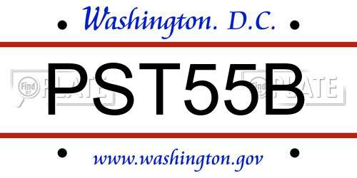 PST55B District Of Columbia License Plate