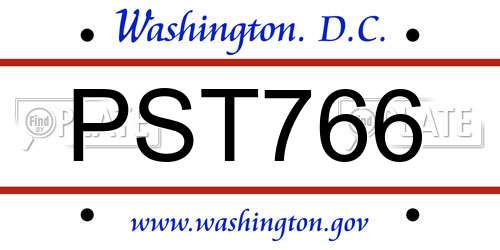 PST766 District Of Columbia License Plate