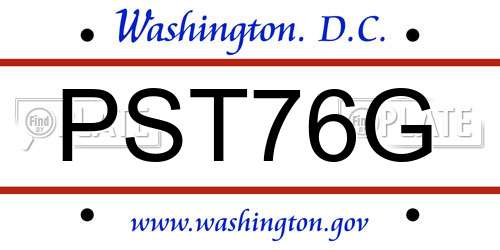 PST76G District Of Columbia License Plate