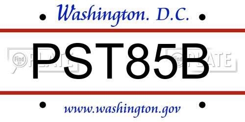 PST85B District Of Columbia License Plate