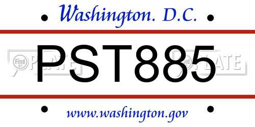 PST885 District Of Columbia License Plate