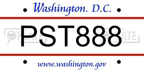 PST888 District Of Columbia License Plate