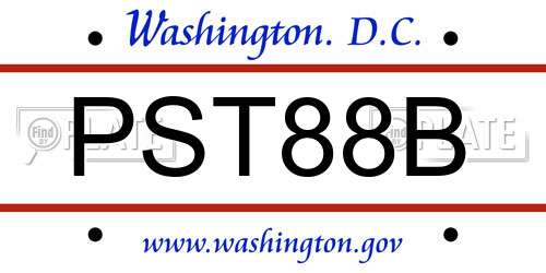 PST88B District Of Columbia License Plate