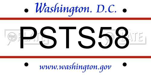 PSTS58 District Of Columbia License Plate