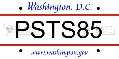 PSTS85 District Of Columbia License Plate