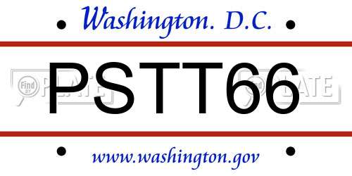 PSTT66 District Of Columbia License Plate