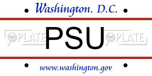PSU District Of Columbia License Plate