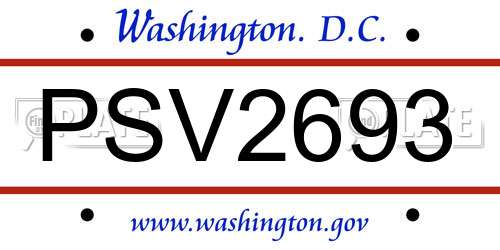 PSV2693 District Of Columbia License Plate