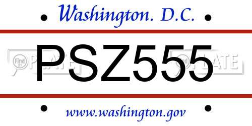 PSZ555 District Of Columbia License Plate