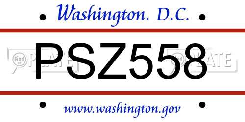 PSZ558 District Of Columbia License Plate