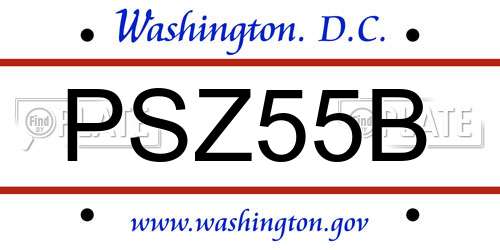 PSZ55B District Of Columbia License Plate