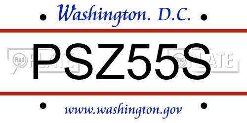 PSZ55S District Of Columbia License Plate