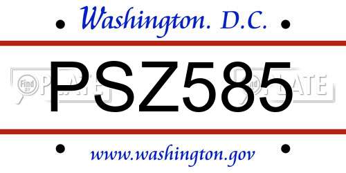 PSZ585 District Of Columbia License Plate