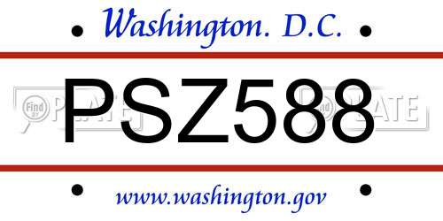 PSZ588 District Of Columbia License Plate
