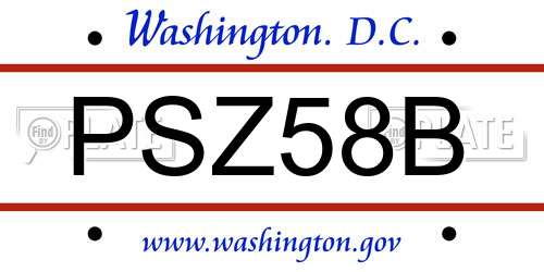 PSZ58B District Of Columbia License Plate