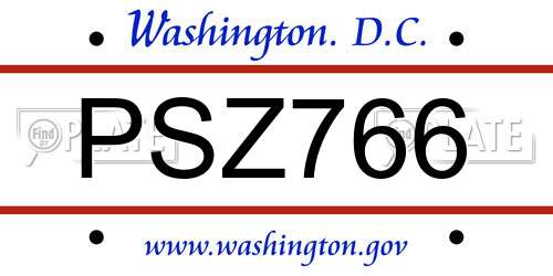 PSZ766 District Of Columbia License Plate