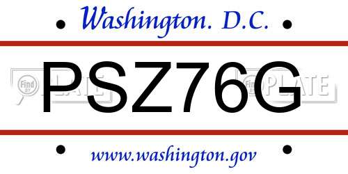 PSZ76G District Of Columbia License Plate