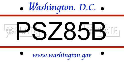 PSZ85B District Of Columbia License Plate