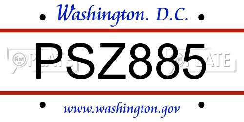 PSZ885 District Of Columbia License Plate