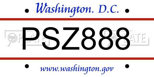 PSZ888 District Of Columbia License Plate