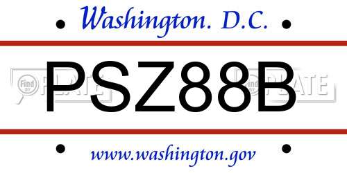 PSZ88B District Of Columbia License Plate