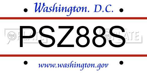 PSZ88S District Of Columbia License Plate