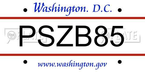 PSZB85 District Of Columbia License Plate