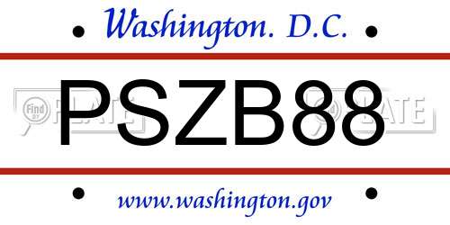 PSZB88 District Of Columbia License Plate