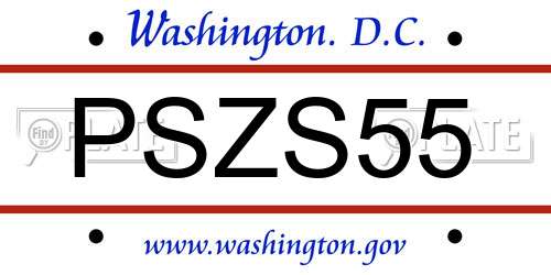 PSZS55 District Of Columbia License Plate