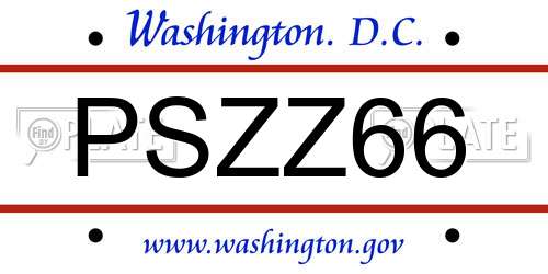 PSZZ66 District Of Columbia License Plate