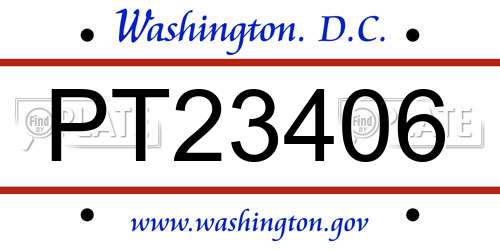 PT23406 District Of Columbia License Plate