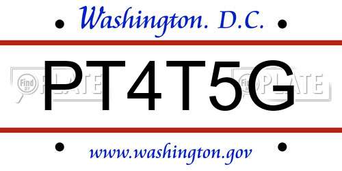 PT4T5G District Of Columbia License Plate