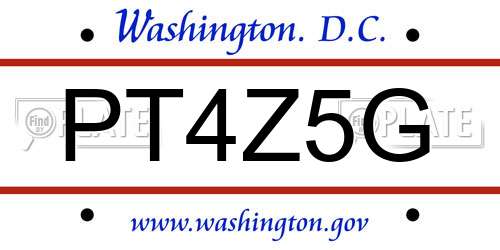 PT4Z5G District Of Columbia License Plate