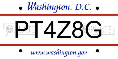 PT4Z8G District Of Columbia License Plate