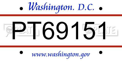 PT69151 District Of Columbia License Plate