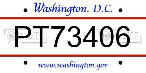 PT73406 District Of Columbia License Plate