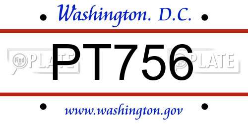 PT756 District Of Columbia License Plate