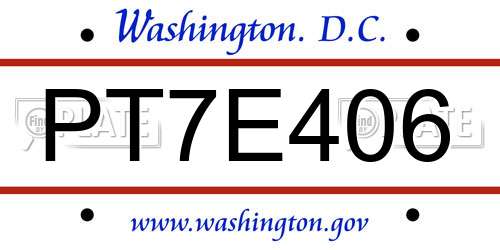 PT7E406 District Of Columbia License Plate