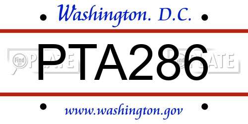 PTA286 District Of Columbia License Plate