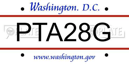 PTA28G District Of Columbia License Plate