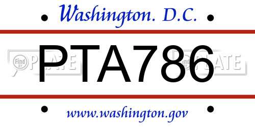 PTA786 District Of Columbia License Plate